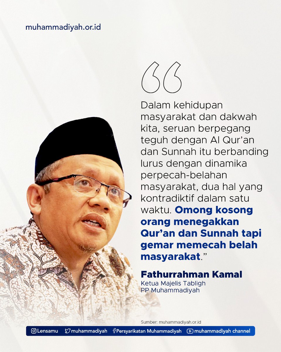 Melalui al-Qur'an Allah SWT menjadikannya petunjuk agar dijadikan pegangan. Maka muslim yang mengimani al-Qur'an dan as-Sunnah tidak akan berbuat keonaran sehingga menimbulkan pertikaian.

Apakah kita sudah mewujudkan perdamaian?

#Muhammadiyah #perdamaian #Islam