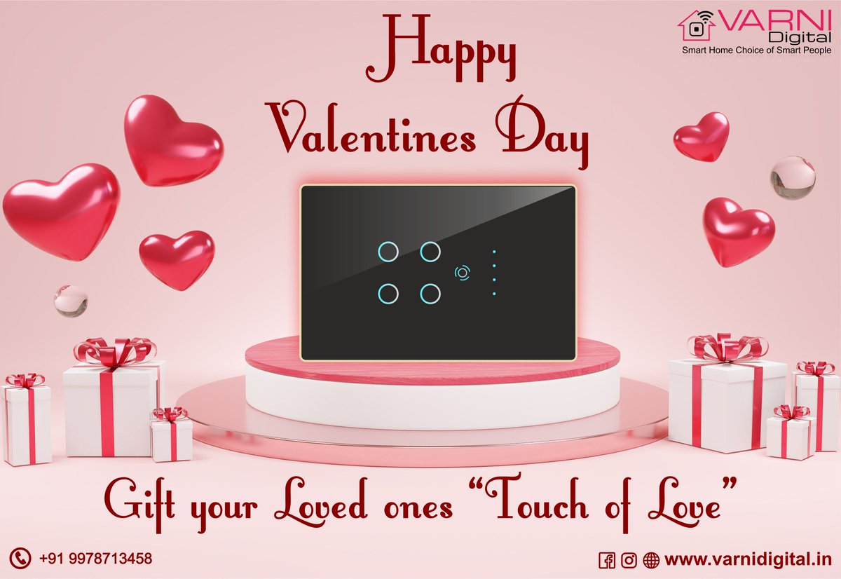 varni_digital's tweet image. This Valentines Day 💝 
Gift your lived one&apos;s TOUCH of Love❤️
 
#touchswitchpanel #touchswitch #smarthome #valentineday #gift #giftideas
