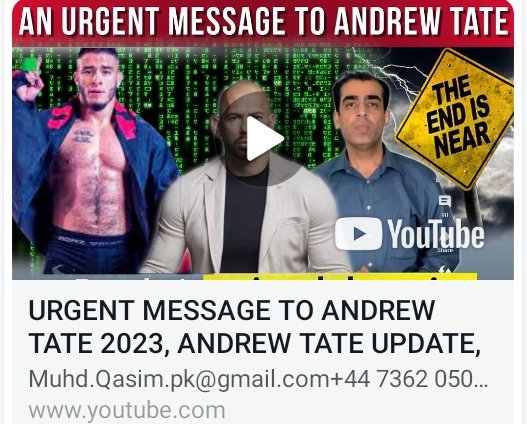 Sekhin2's tweet photo. Dear my brother @TateTheTaIisman

I Have VERY URGENT MESSAGE from Muhammad Qasim &amp; Hamza Alejandro Villagomez (MMA Champion from Equador)

More detail on :
Muhd.Qasim.pk@gmail.com or
+44 7362 050474
Watch this full video 
https://t.co/GKjnNAVafc https://t.co/GHanbAtvUh