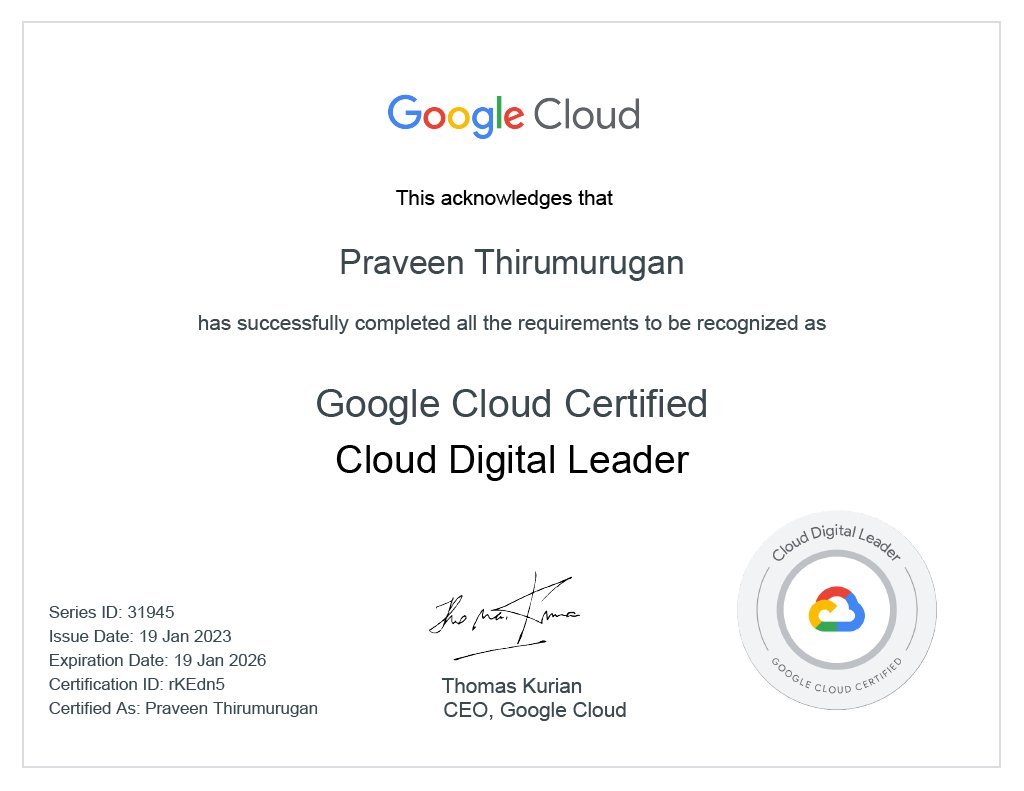 PraveenTcom's tweet photo. good news. cleared professional cloud architect (PCA) this weekend & got 4x @googlecloud certified. up for more challenges now ☁️⚔️
thanks, @zeospec, for the help.
#GoogleCloud #GCP #CloudCertified https://t.co/Y23ucsRZ7q