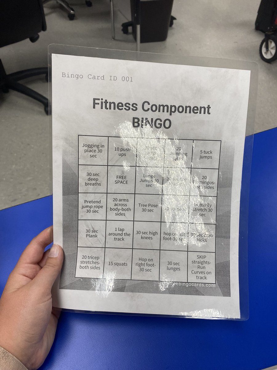 Fitness component BINGO! 💪🏻Students were in groups of 4. For every activity called they had to decide what component(s) of fitness it fit into and then all complete it together, then students could cross it off! First group to BINGO wins! #physed #makingfitnessfun #calipe #bingo