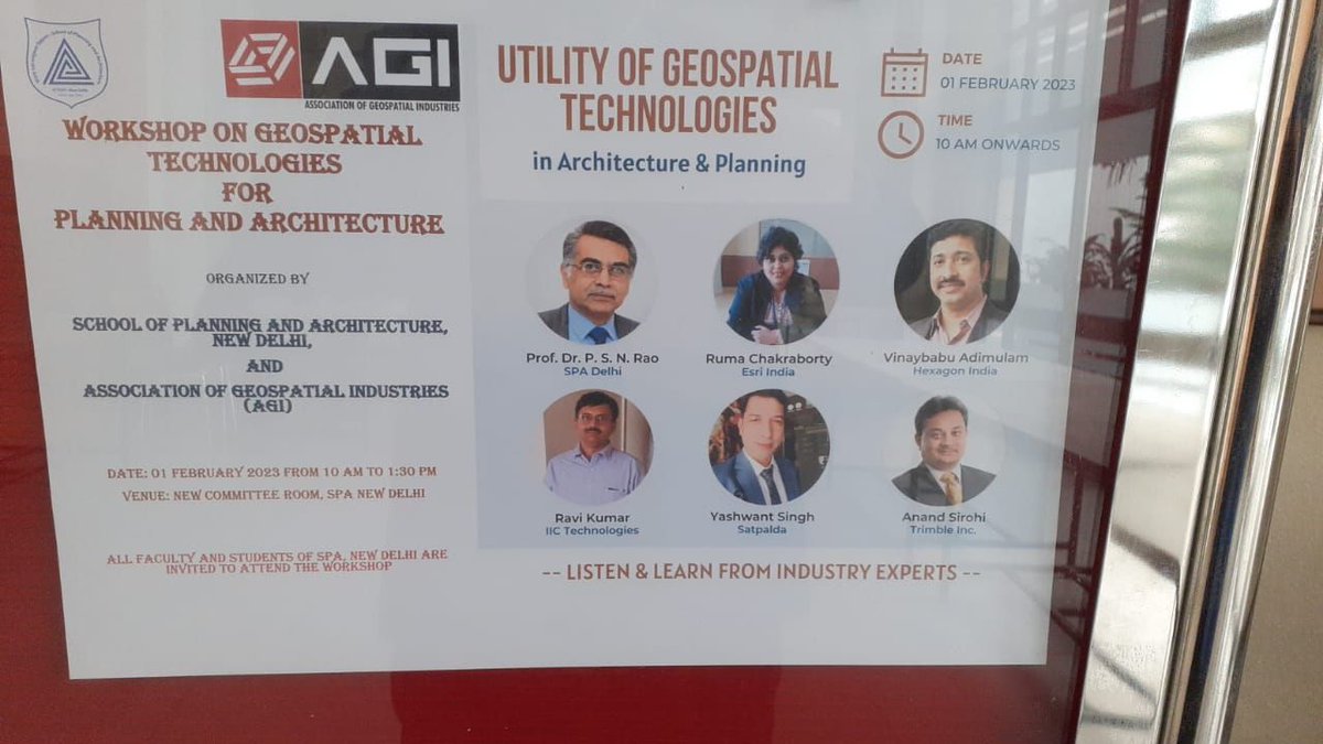 Hexagon_IN's tweet image. AGI conducted a #Workshop on the Utility of #GeospatialTechnologies in Architecture and Planning at the School of Planning and Architecture, New Delhi.

Vinay Babu, Hexagon India, and representatives from AGI talked about the expansive potential of using Geospatial technologies.