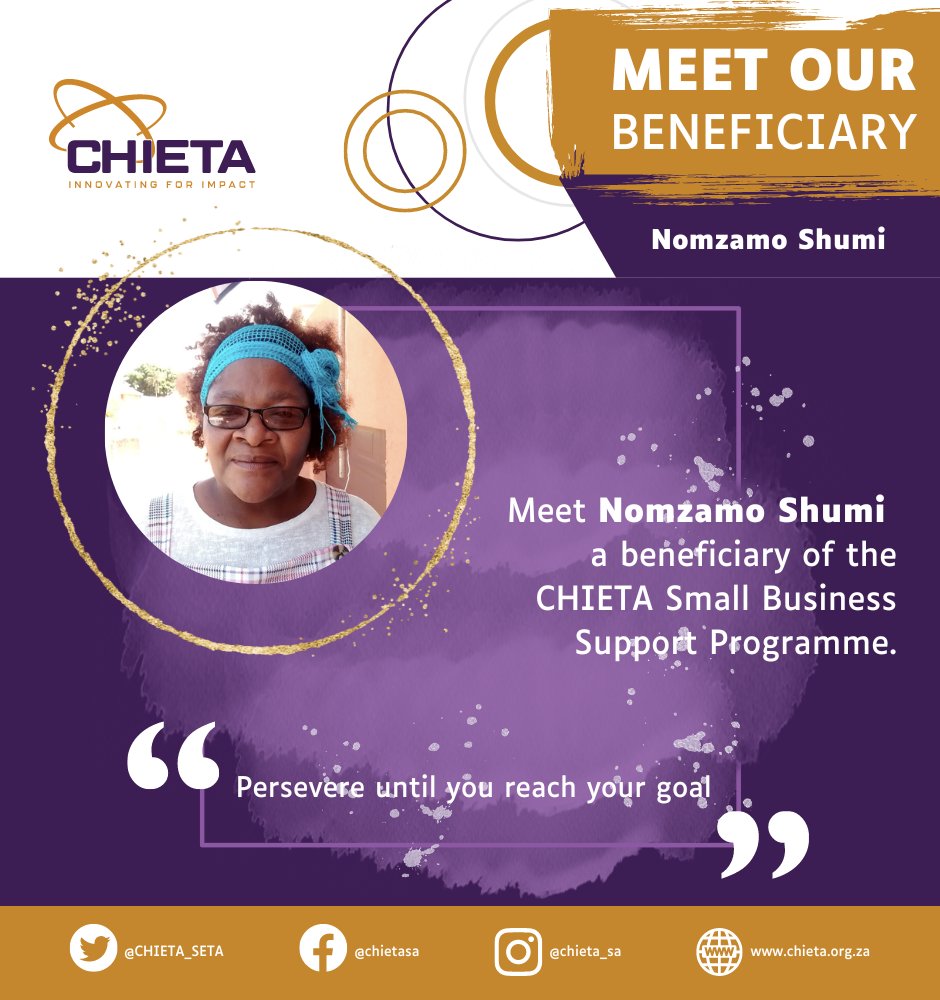CHIETA_SETA's tweet photo. Nomzamo Shumi has nothing but praise for the #CHIETA #SmallBusinessSupportProgramme. Over the course of a year, Nomzamo has gained invaluable marketing and business skills, as well as financial management and bookkeeping knowledge.
#HopeFactory https://t.co/dwNnax6xDp