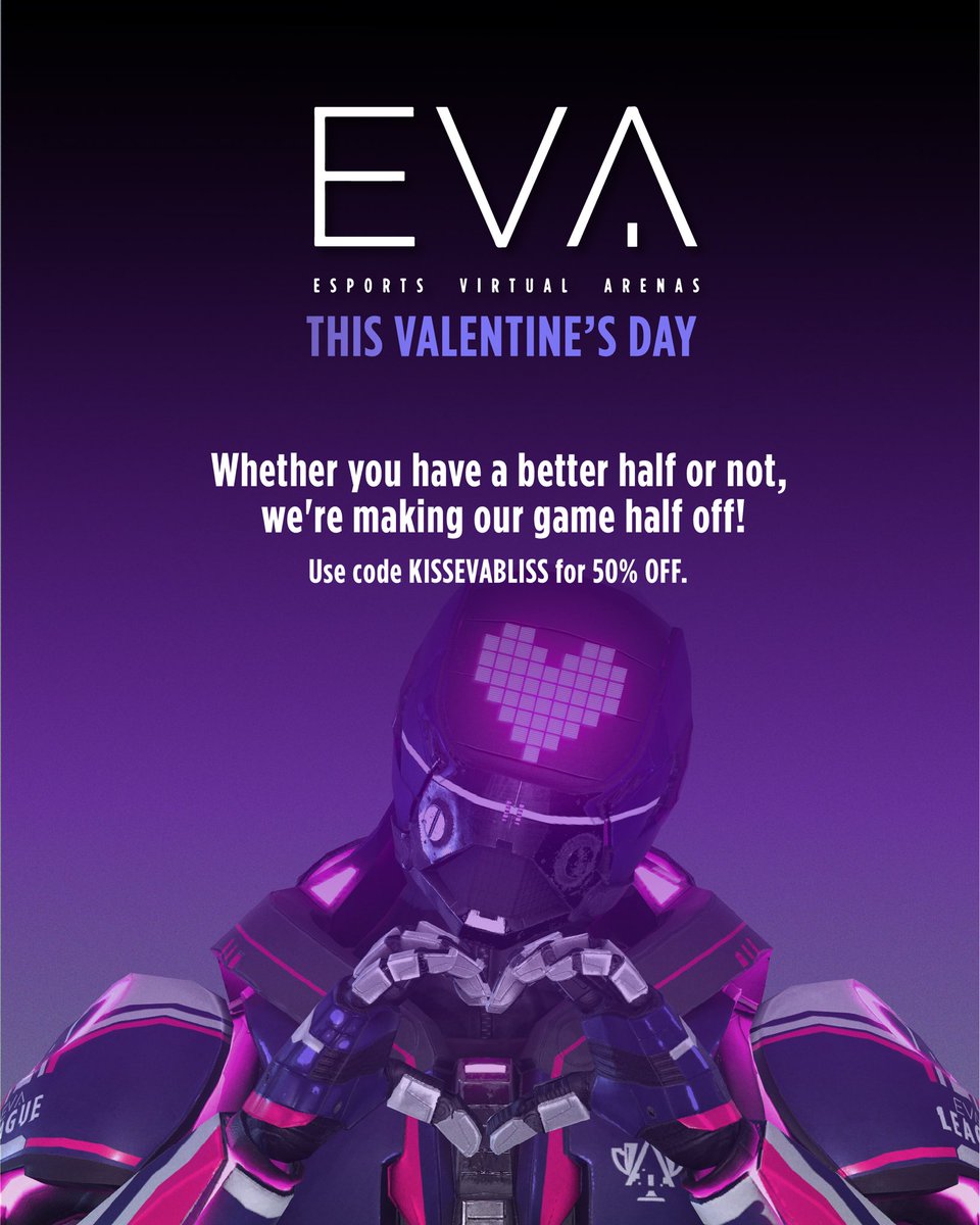 evagg_en's tweet photo. Celebrate Valentine’s Day at EVA and receive a 50% off! Use code KISSEVABLISS 💜 #ValentinesatEVA #evastadium https://t.co/7WNye0ZNra