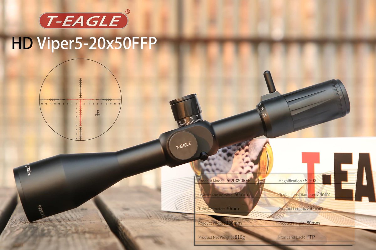 DeronOptics's tweet image. T-EAGLE
VIPER HD5-20X50 FFP

1.First focal plane
2.30mm tube
3.Eteched glass
4.super shockproof/waterproof
#SCoPEd