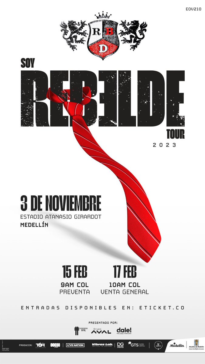 Colombia nos vemos este 3 de Noviembre #soyrebeldetour <a href="/RBD_oficial/">RBD</a>