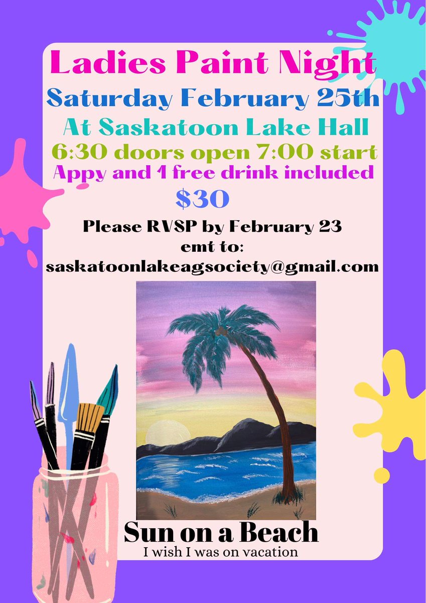 Join us for another #ladiesnight at the Hall! #sunonabeach #paintnight