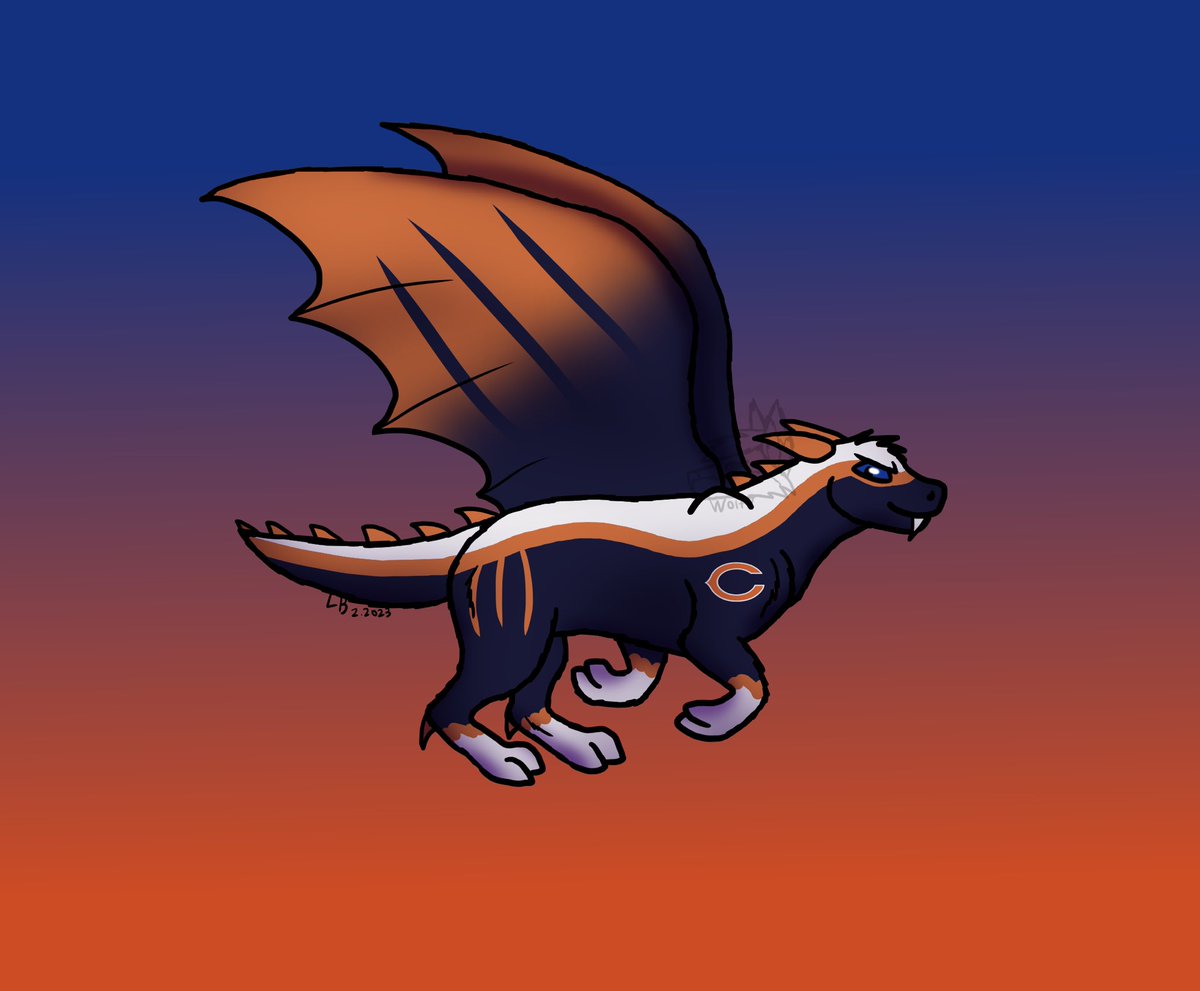 wolfypuppypaws's tweet photo. I like his wing design! 😌

(I’m drawing all NFL teams as dragons!)

 Chicago: Bears🧡💙

Please note I’m making them in the order that it says online. 🥺

#art #drawing #dragon #digitalart #nfl #football #DaBears @NFL @ChicagoBears #Chicago https://t.co/aQ3r7dhxxc