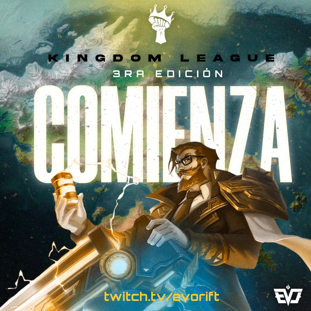 Empezamos la 3ra edición de la #KingdomLeague 👑

Estarán participando 4 escuadras de Evo y tenemos 2 equipos invitados <a href="/RisingGaming5/">Rising Gaming</a> y <a href="/MorriganEsports/">Morrigan Esports</a> 🔥
📺Los esperamos con transmisiones durante toda la semana en nuestro Twitch.tv/evorift 

#LeagueOfLegends