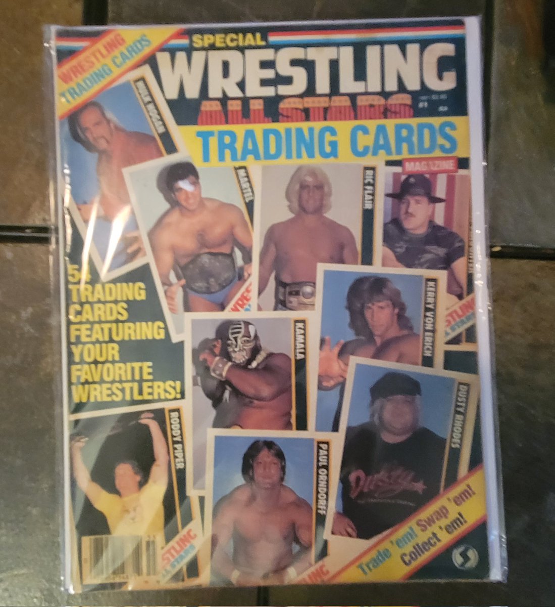 CardsCwc's tweet photo. A little behind @TJKeternal but today's mailday has 22 and 23 of my attempt at the origins auto set.  And my big pick up from the comic show this weekend, guy had about 10 or so old Raw magazines but this bad boy was hanging out in the box too.  A little discolored but awesome!! https://t.co/AfBDRUR6wV