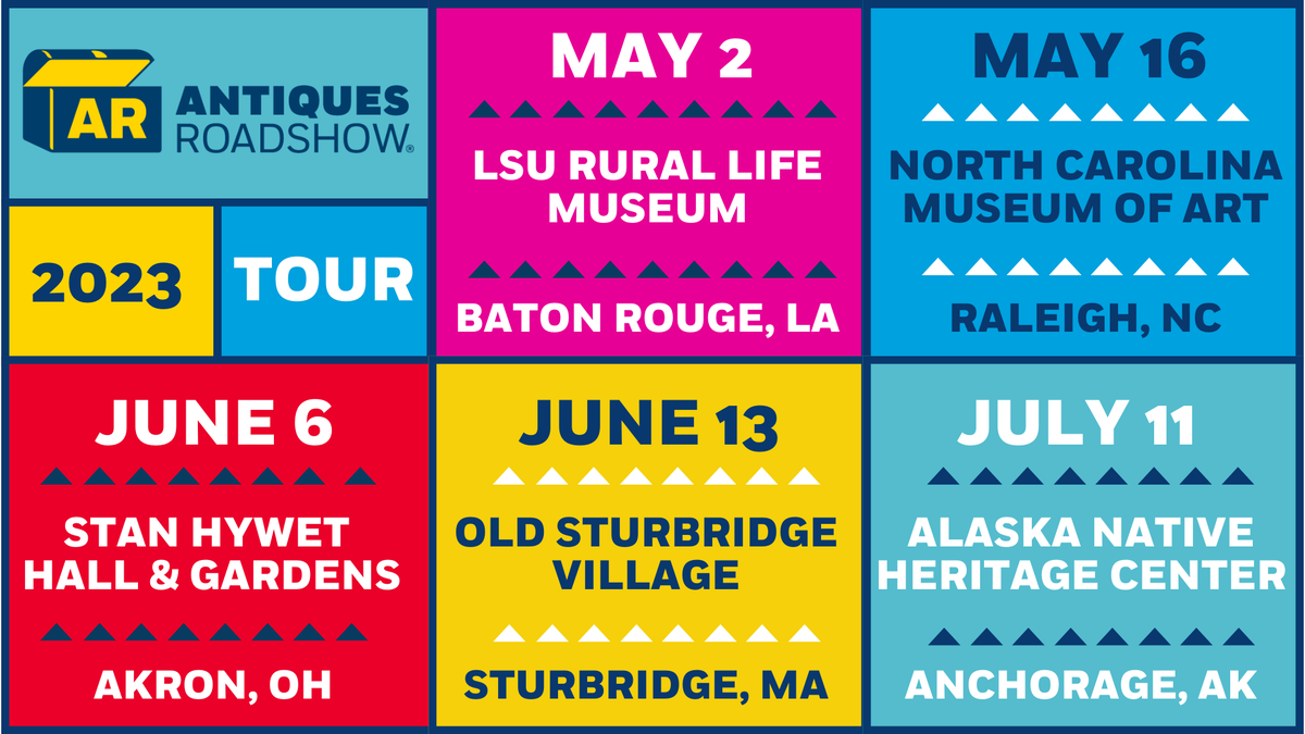 Did you miss today's 2023 Production Tour venue reveal? You can still enter to win a pair of free tickets: to.pbs.org/3Z8EJqF. 

(Deadline Mar 13, 2023 at 11:59pm PT; must be 18; void where prohibited. Rules: to.pbs.org/3ibJVtj) #AntiquesRoadshow