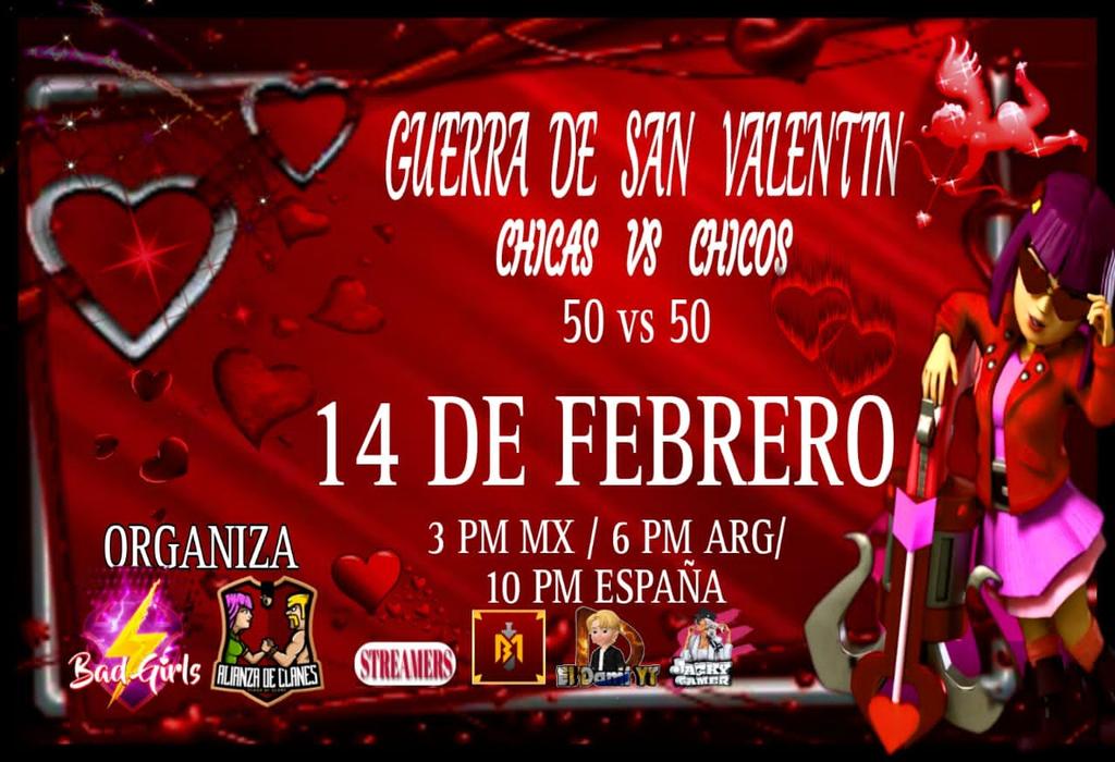 AccComunidad's tweet photo. Nos extrañaste?
Pues estamos de vuelta con la GUERRA DE SAN VALENTÍN💘
evento organizado por las BAD⚡GIRLS y ACC COMUNIDAD
Transmitido por #BrutusMaximo
@ElDamiYT
@JACKYGAMER10

Quien crees que ganará?
Sortearemos 1 pase entre los que den RT etiquetando a 2 amigos y dejen su 👍🏼 https://t.co/0r1Qur5f8W