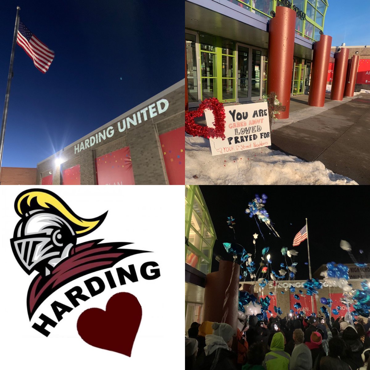 The Saint Paul Public Schools community came together to show their love for Harding over the weekend and today, culminating with a candlelight vigil and balloon release outside the school hosted by <a href="/SPFE28/">SPFE Local 28</a> #hardingunited