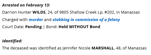 PWCPolice's tweet photo. *FOR IMMEDIATE RELEASE: #PWCPD detectives have charged a 24-year-old man in connection to the stabbing death of a family member during a domestic-realted incident that took place at an apartment located in the 9800 block of Shallow Creek Lp in #Manassas. More info; https://t.co/whOYAvzZZz