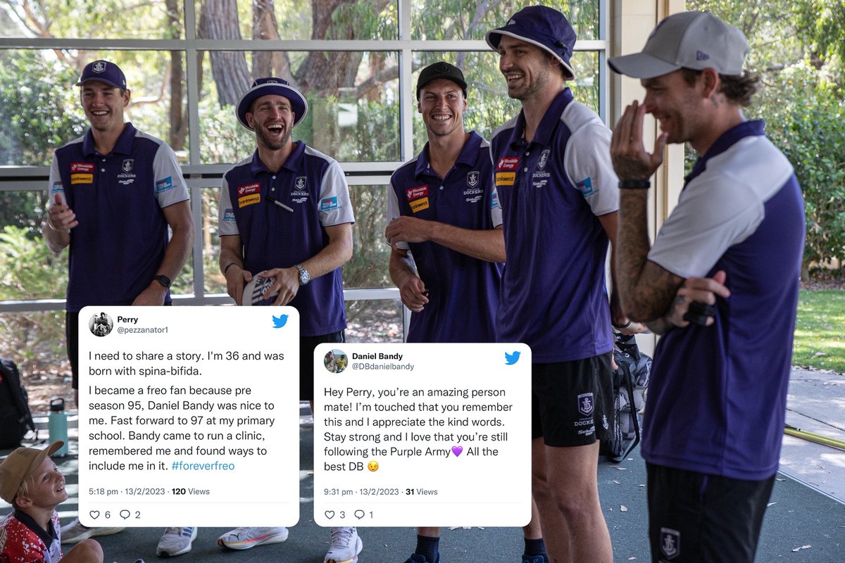 Yesterday’s school visit prompted this reunion on Twitter 💜

What’s your most memorable school visit or footy clinic from when you were young? 

#foreverfreo