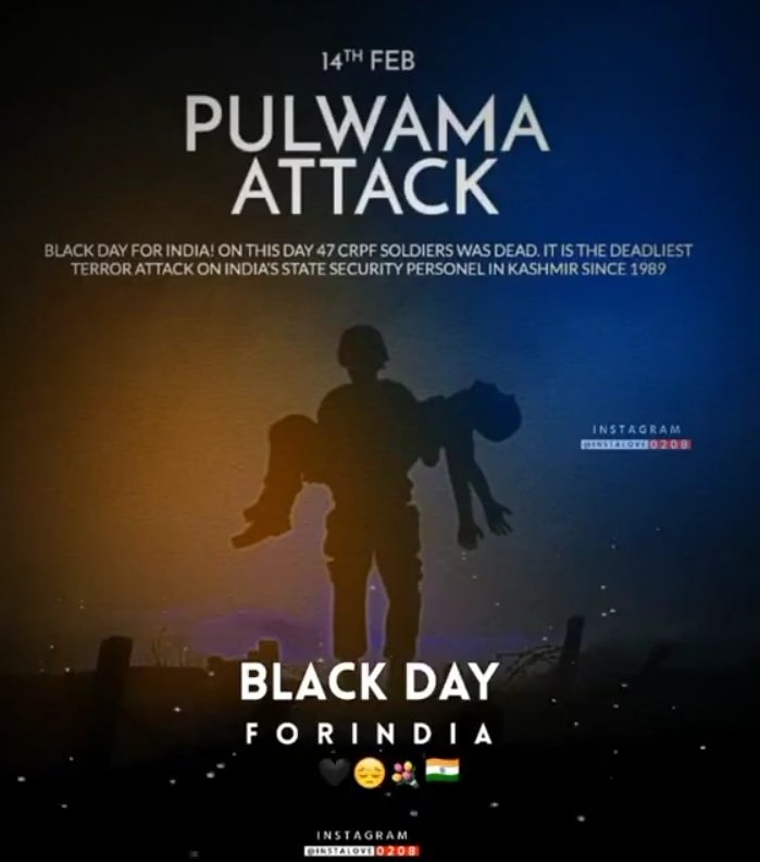 v_ickey_8's tweet photo. 14 February 2019 a day never forget, never forgive .❤️ The day our soldiers , the hero's our country become martyrs.🙏🇮🇳🇮����
#PulwamaAttack 
#BlackDayForIndia https://t.co/71UBSVpGjY