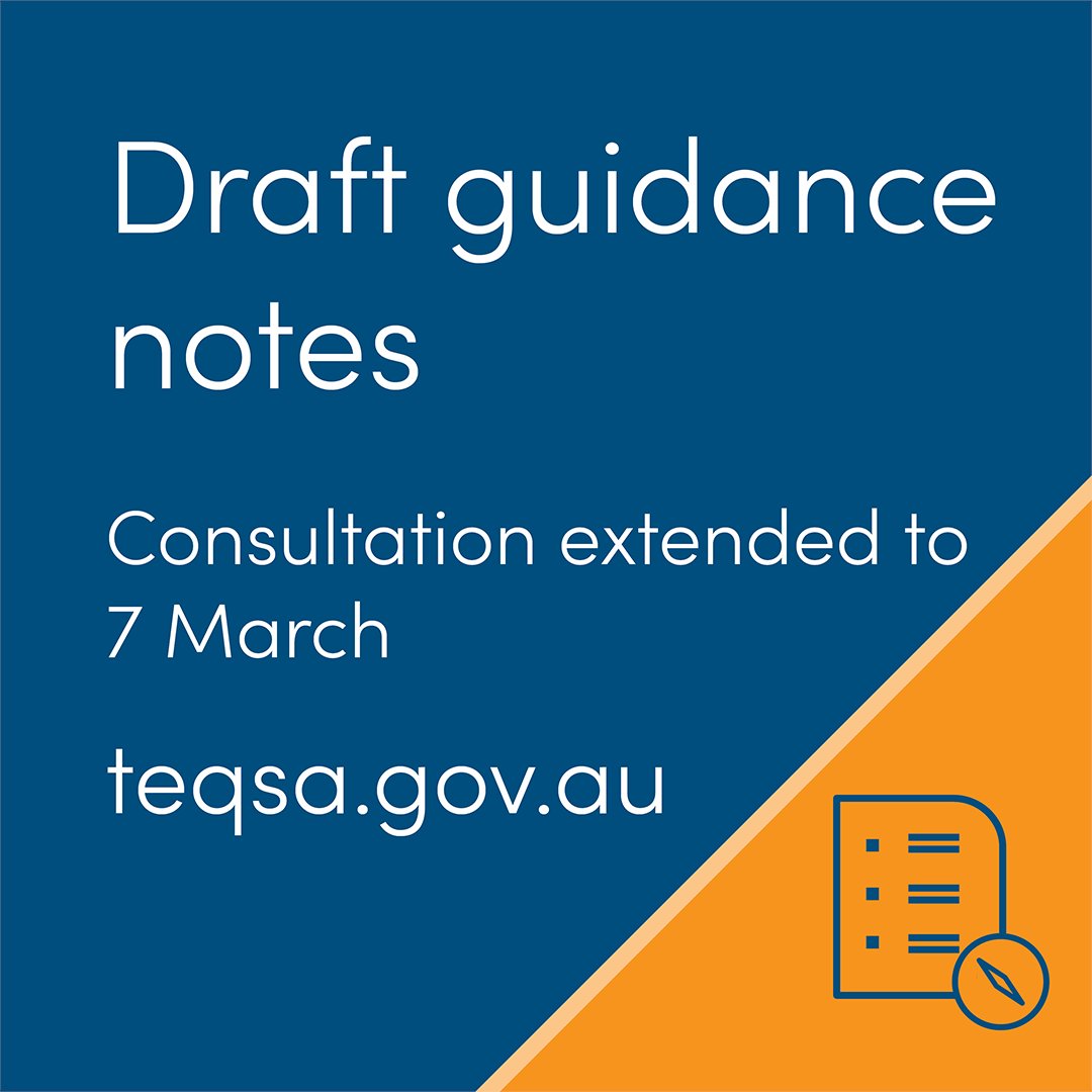 TEQSAGov's tweet photo. We've extended the public consultation period to 5pm on Tuesday 7 March 2023 for the following guidance notes: 
☑️ Academic governance
☑️ Credit and recognition of prior learning
☑️ Delivery with other parties

Details: https://t.co/AbXDojZ0XH https://t.co/9IVvqFRYPr