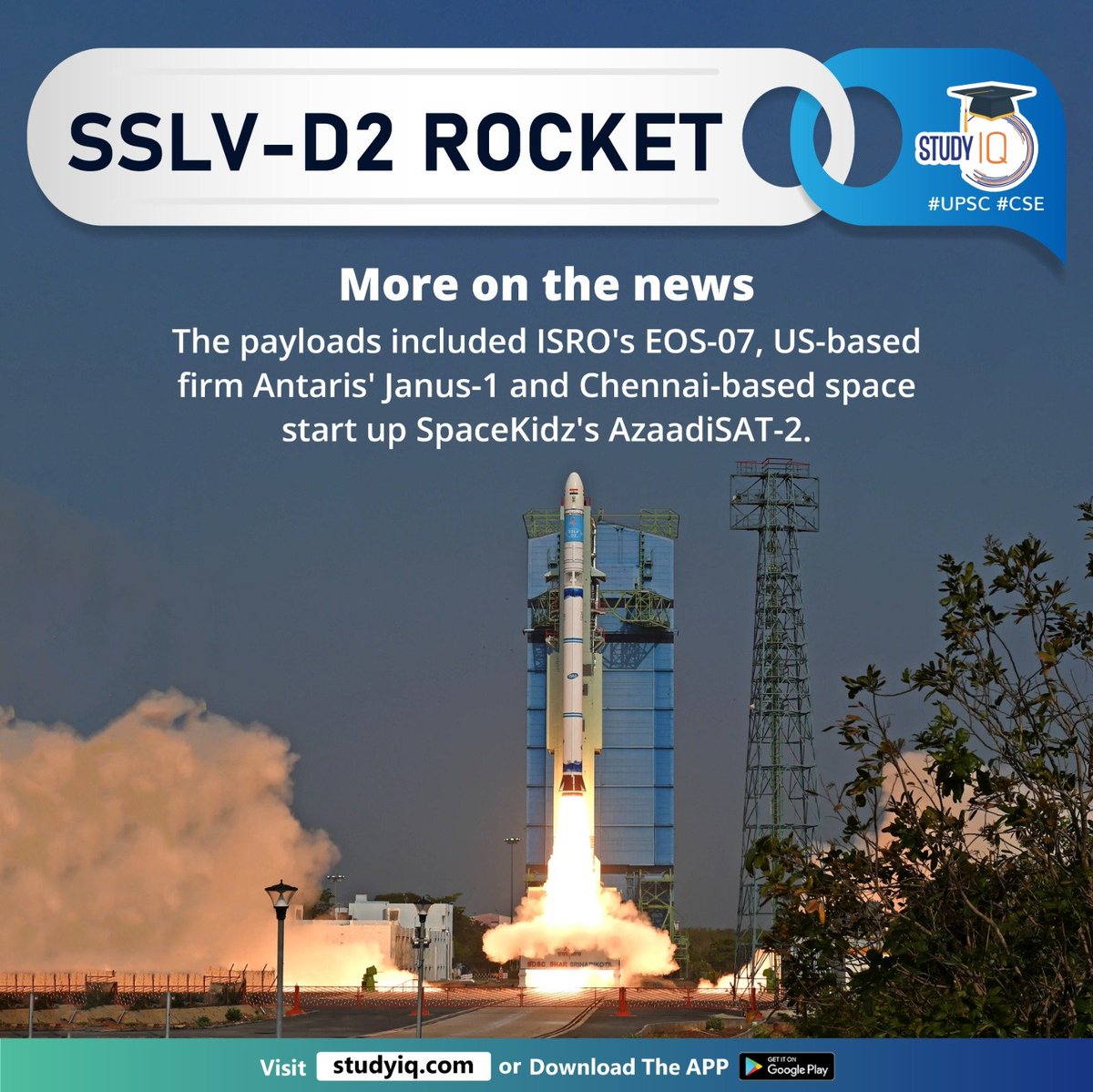 CDSPREPdotIN's tweet photo. SSLV-D2 Rocket
#sslvd2rocket #whyinnews #isro #sslvd2satellites #eos07 #us #janus1 #spacestartup #spacekidzsazaadisat2 #earthorbits #sslv #microsatellitecommercialmarket #commercialmarket #spce #infrastructure #upsc #cse #ips #ias source _ studyiq https://t.co/t4eiGCYjUz