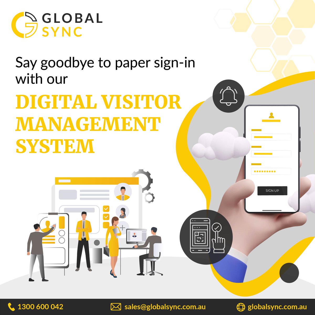 Say goodbye to the hassle of paper sign-in and hello to more efficient & secure solution! Our #VisitorManagementSystem makes it quick and easy. 

To get our VMS free of cost!
𝐅𝐫𝐞𝐞 𝐒𝐢𝐠𝐧 𝐔𝐩: bit.ly/3wopFYK

To know more, call us at +𝟗𝟏𝟗𝟗𝟏𝟎𝟔𝟕𝟖𝟒𝟔𝟐
