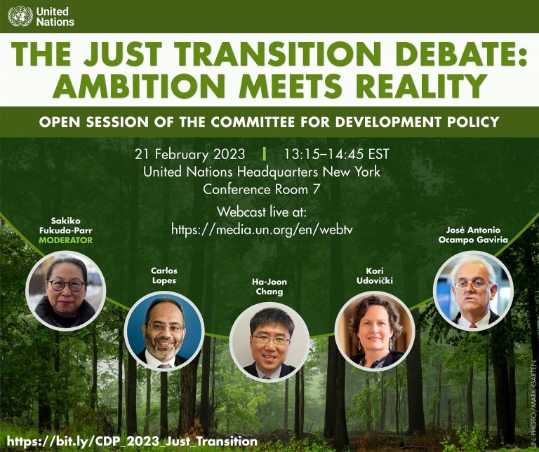 UNDevelopPolicy's tweet photo. What will it take for a globally just green transition? Join #UNCDP on February 21 as they discuss The #JustTransition Debate: Ambition Meets Reality with @sfparr @LopesInsights @JoseA_Ocampo #HaJoonChang #KoriUdovicki https://t.co/TLqXwBh7yj https://t.co/TNMbYor8gu