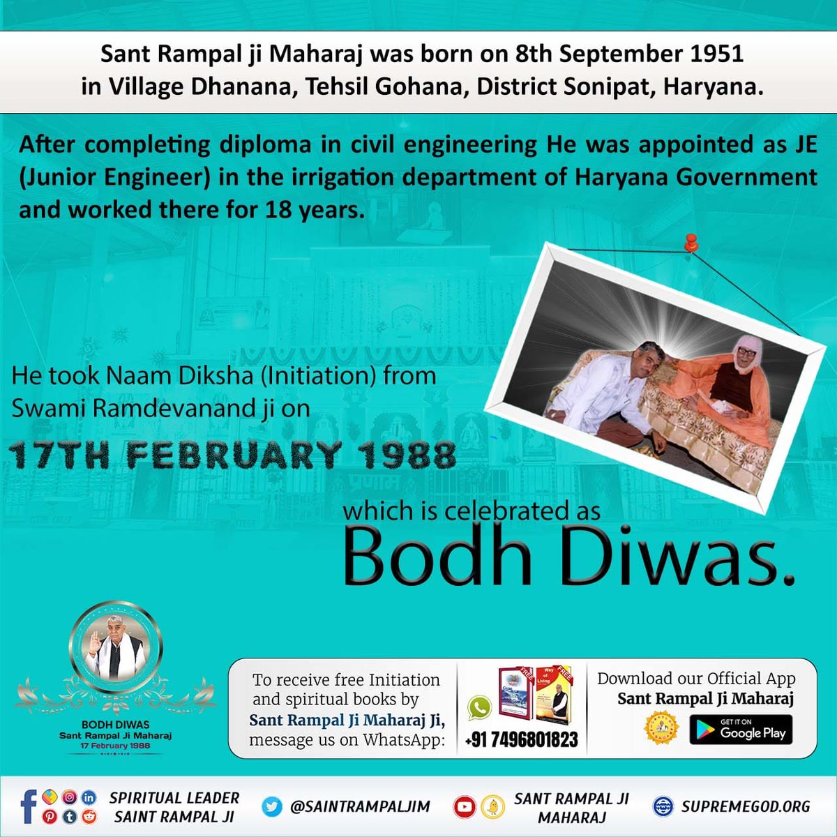 born2die4ever's tweet photo. #बोधदिवस_पर_विश्व_को_न्यौता
Sant Rampal Ji Maharaj is the one and only and the last messenger sent on this planet earth by the Supreme God Kabir so as to grant salvation and take our souls to our eternal abode Satyalok. https://t.co/TsZncc0TO0