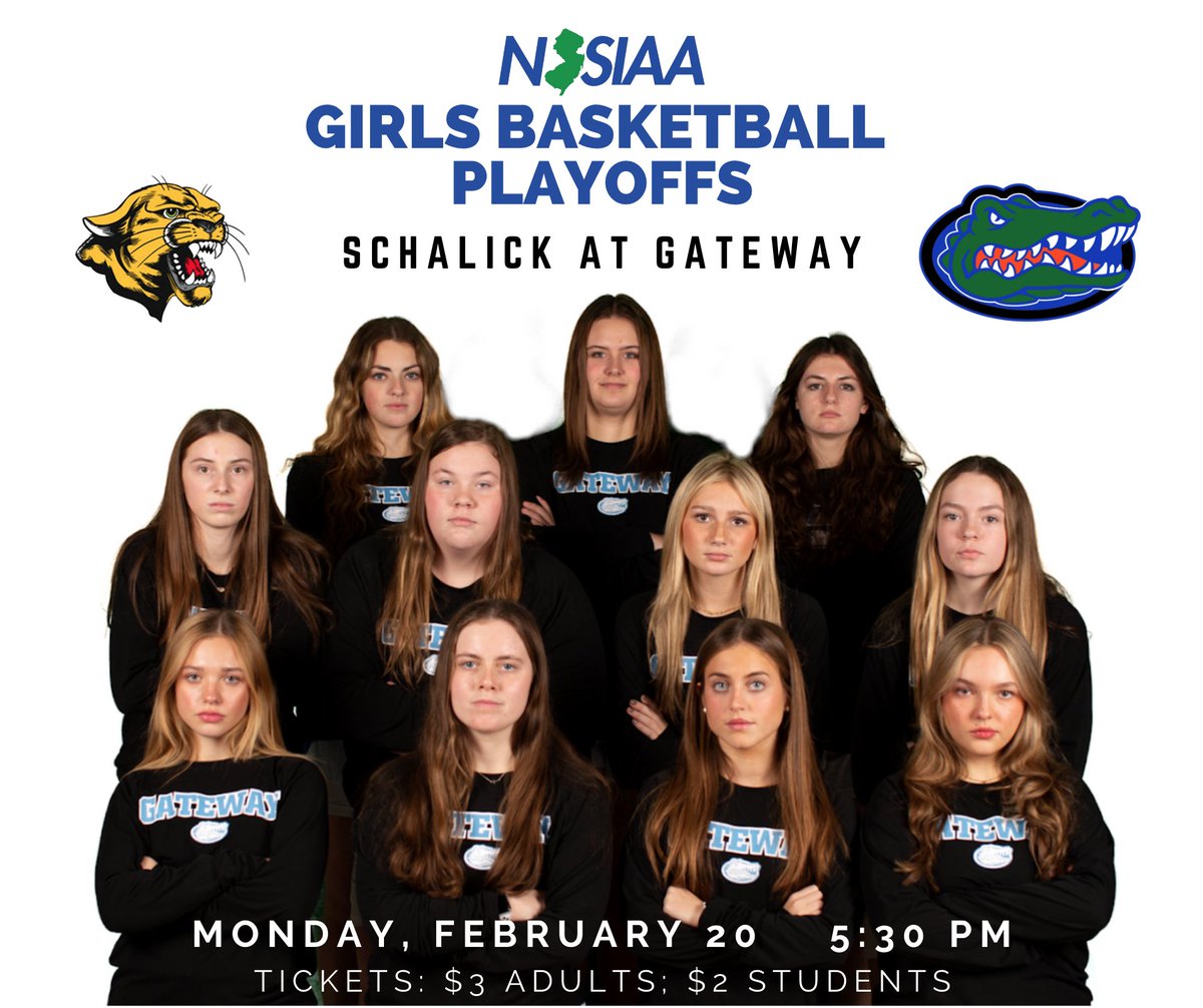 GRHSGators's tweet image. Girls Basketball is seeded #6 in the SJ Group 1 tournament and will host #11 Schalick in the opening round on Monday at 5:30pm.
highschoolsports.nj.com/girlsbasketbal…