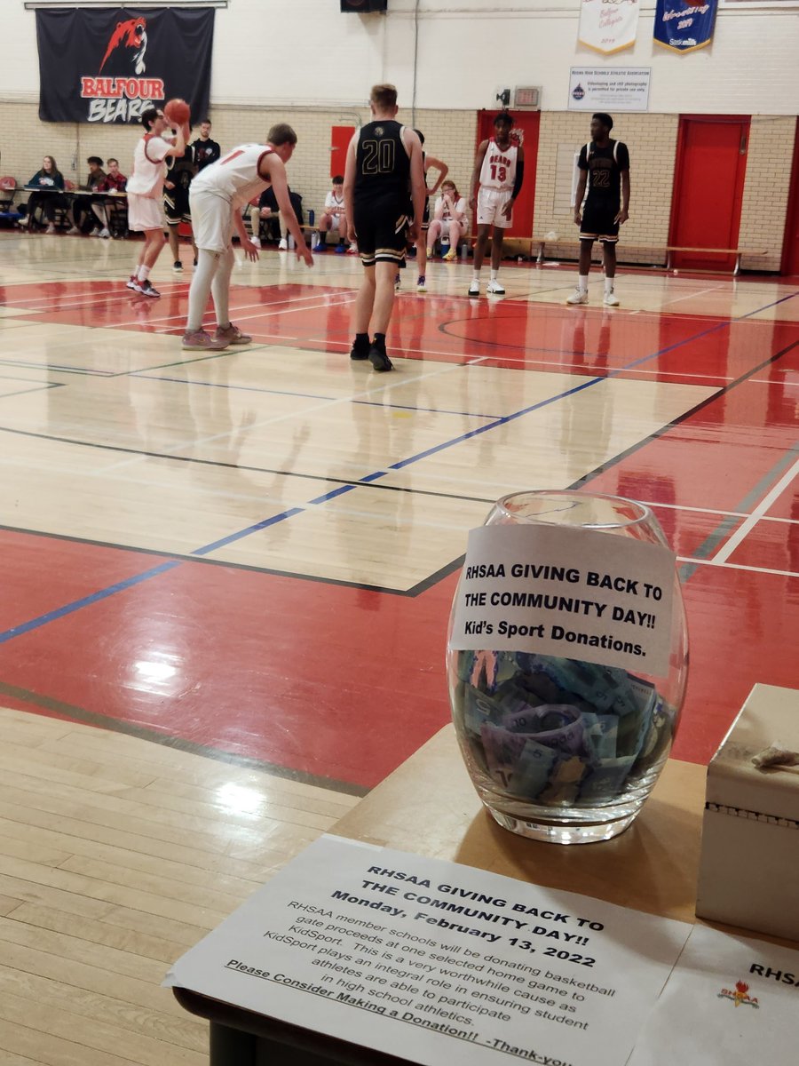 Thanks so much for the amazing support and donations tonight <a href="/BalfourColl/">Balfour Collegiate</a> The Balfour Bears are excited to be a part of such a worthwhile cause! <a href="/KidSport/">KidSport</a> plays an integral role in ensuring student athletes are able to participate in high school athletics! <a href="/RHSAAthletics/">RHSAA</a>