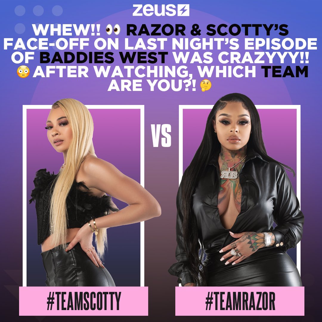 The_ZeusNetwork's tweet photo. Oop!! 🤯 We had a MAJOR FACE-OFF on last night’s New Episode of #BaddiesWest between @IamRazorB and @ScotlyndRyan !! 😳 So we have to ask, After tuning into this matchup, Who’s team are you on?! #TeamRazor or #TeamScotty, Tag they in the comments 👇🏾
Link in bio to subscribe!! https://t.co/yMREaTJtjX