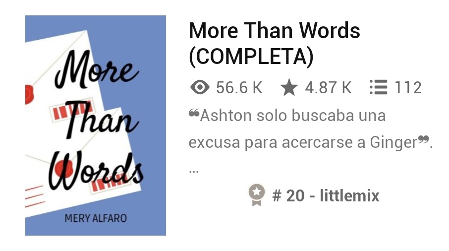 Yo también quiero!

#MisTresGrandes de Wattpad: 

💙La más popular: Mi último deseo
💗La que más me gusta/aprecio: Blake &amp; Blair: Love Song 
🧡La que debería tener más reconocimiento: More Than Words