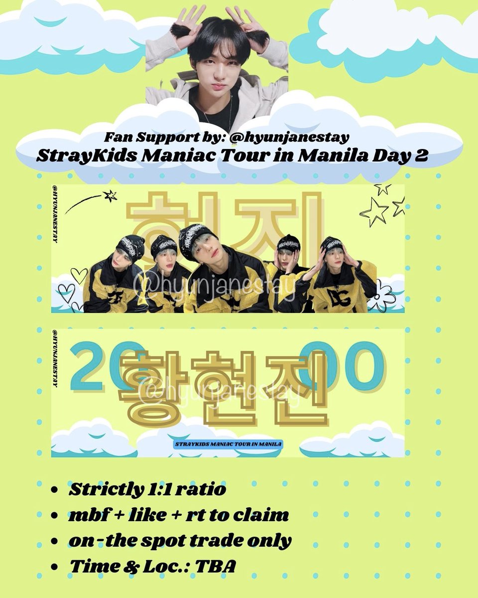 hyunjanestay's tweet photo. ❣️STRAYKIDS MANIAC TOUR IN MANILA DAY 2❣️
HYUNJIN BANNER
Fan support by @hyunjanestay 
🍀mbf, like &amp; rt to claim
🍀1:1 ratio
🍀open for on-the-spot trade (only)
🍀Loc: tba
#SKZinManila2023 
#MANIACinMANILA 
#StraykidsinManila https://t.co/ToBJ4cCJaU