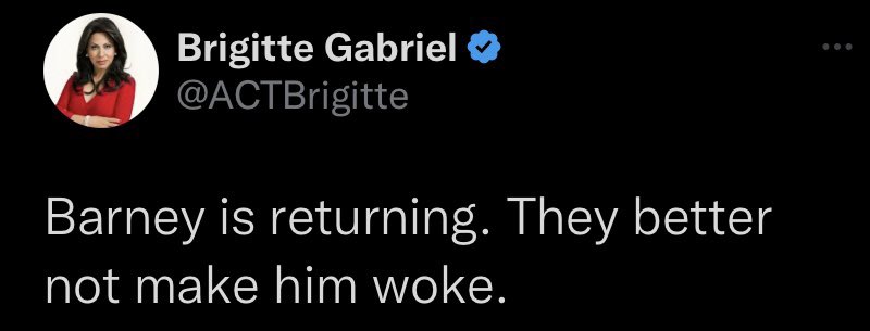 Teh_Snowflake's tweet photo. I’mma be PISSED, if those woke cultural Marxists force Barney to……sing about love and acceptance. https://t.co/4JbnPp9BeB