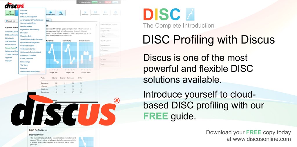 DiscusTest's tweet image. Discus is a powerful flexible DISC profiling solution - find out much more in our free guide bit.ly/2b5aHwi