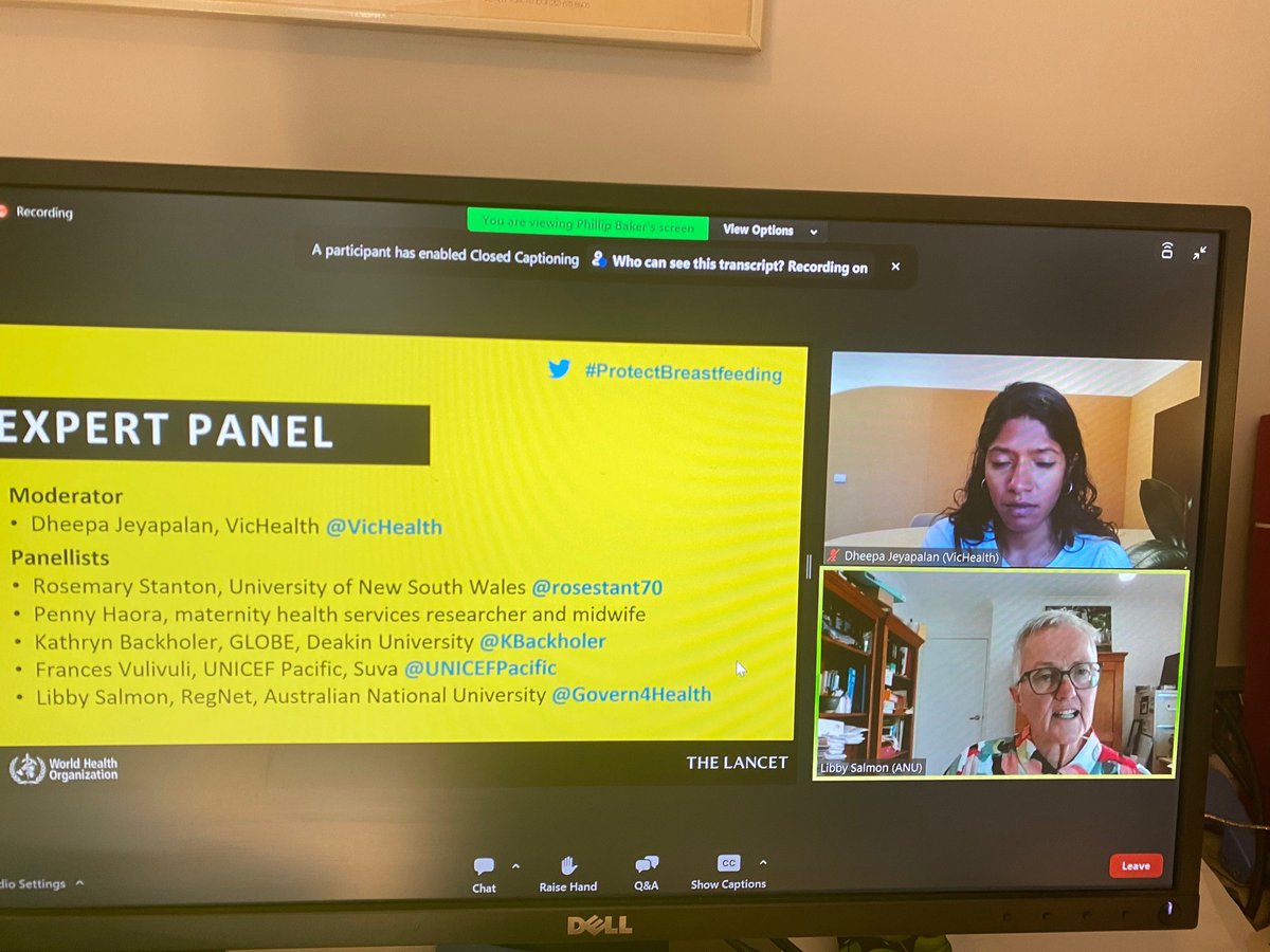 Lisa_H_Amir's tweet photo. Panel member Libby Salmon @Govern4Health argues that #breastfeeding is #FoodSecurity for infants &amp; young children 
Shocking to hear that current inquiry into food security rejected their submission abt breastfeeding!
#ProtectBreastfeeding #IntBreastfeedJ
https://t.co/tN5v6XzDEt https://t.co/HjV8gzL9de
