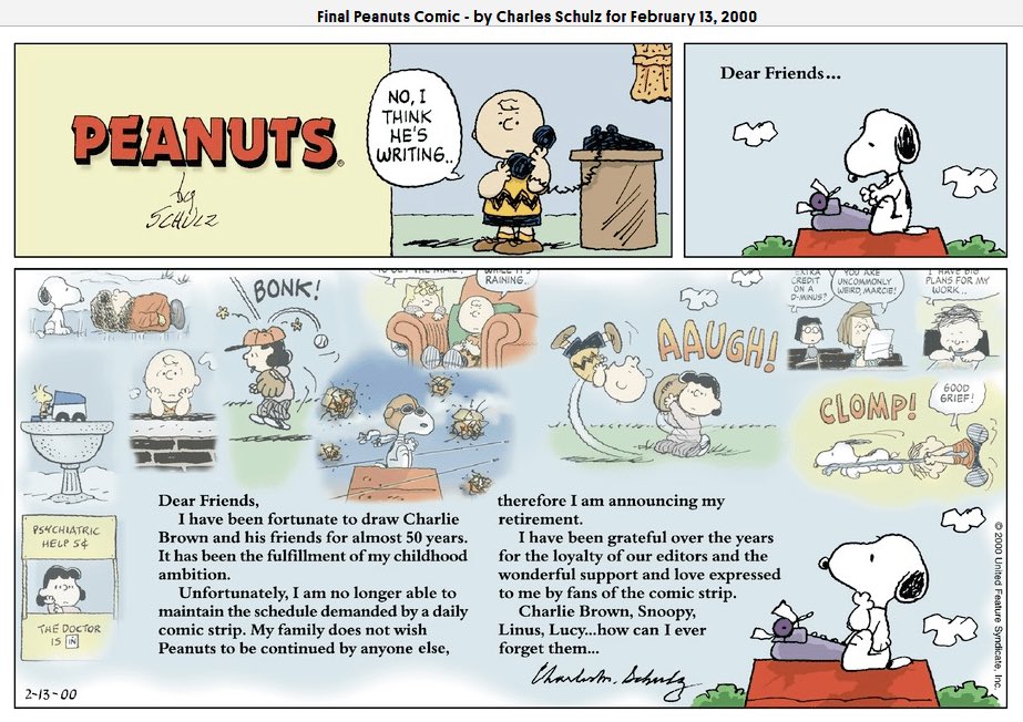 23 years ago today… #Peanuts #CharlesSchulz