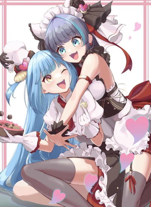 Happy Valentine〜アズレンのチェシャーとネプチューン描かせてもらいました〜!ありがとうございました!!#アズールレーン 
