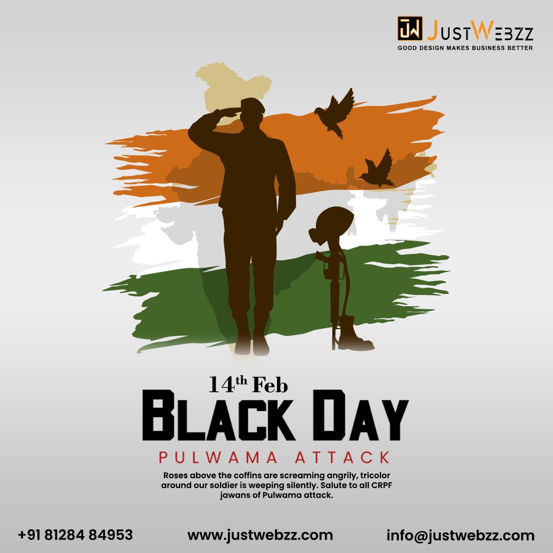 justwebzz's tweet photo. #justwebzz #justwebzzfamily #14thfebruary #pulwamaattack #pulwamaattack2019 #blackday #novalentineday #soldiers #indianarmy #indianflag #Salute https://t.co/b6WdNtDLvY