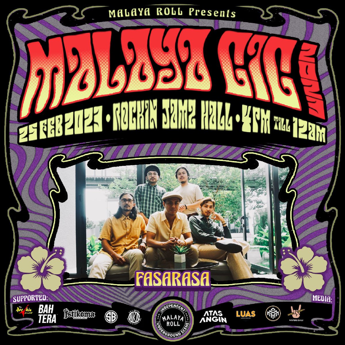 MalayaRoll's tweet photo. Kami perkenalkan @fasarasarasmi di Malaya Gig 2023!

Band yang membawakan genre muzik Jazz Nusantara. Jangan lepaskan peluang untuk menikmati persembahan mereka nanti.

Sebelum korang layan persembahan live mereka, Jom stream single "Bangunlah" di Youtube dan Spotify. https://t.co/9GNP9T1nDg