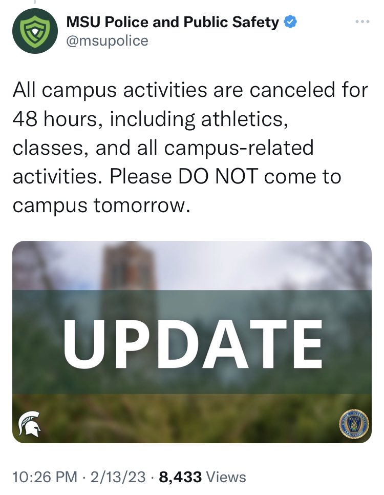 Chris Yates on Twitter "Michigan State campus is now shut down for the