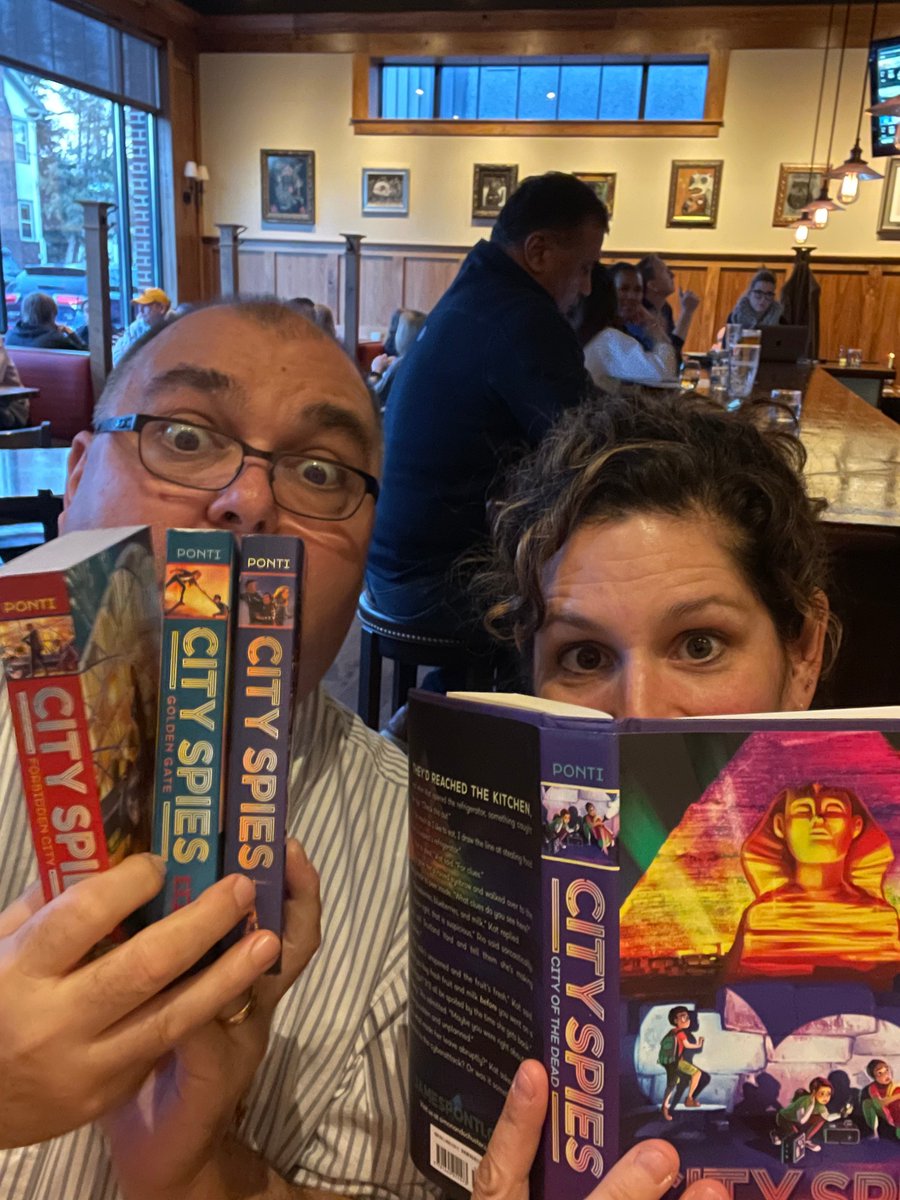 Renegades @JamesPonti & @erindowning dig up some incredible Renegade friends' books at @wildrumpusbooks while celebrating CITY SPIES on tour!
