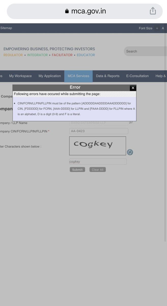 hiteshlal1313's tweet image. Another blunder. LLP incorporated with wrong LLPIN.
#mca @MCA21India @FCSjigarshah