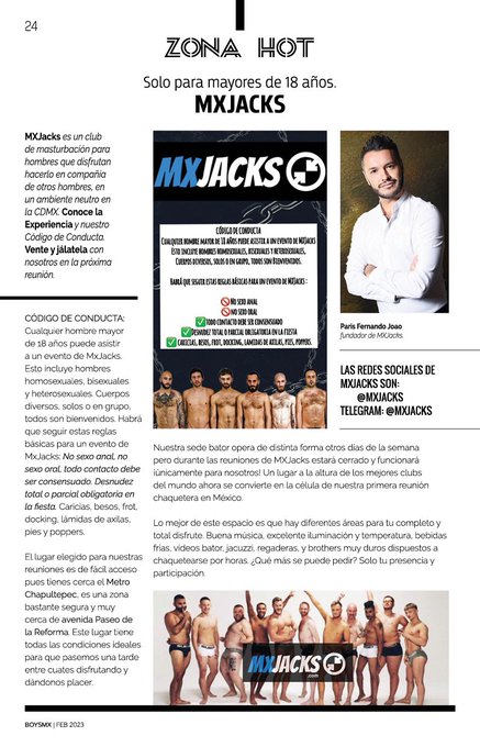 ZONA HOT ? en @revistaboysmx febrero?? @MXJacks es un club de masturbación para hombres que disfrutan