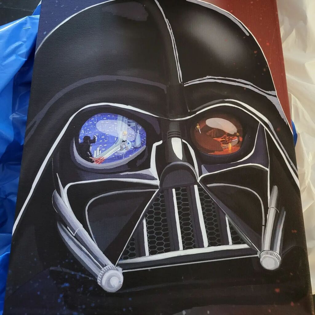 Darth Vader is cool but his helmet was hard to draw. It confused my tiny, no midichlorian-having brain. I hope it was worth it! #darthvader #starwars #digitalart #canvasprint #samsungzfold3 instagr.am/p/CooK-2gtnHU/
