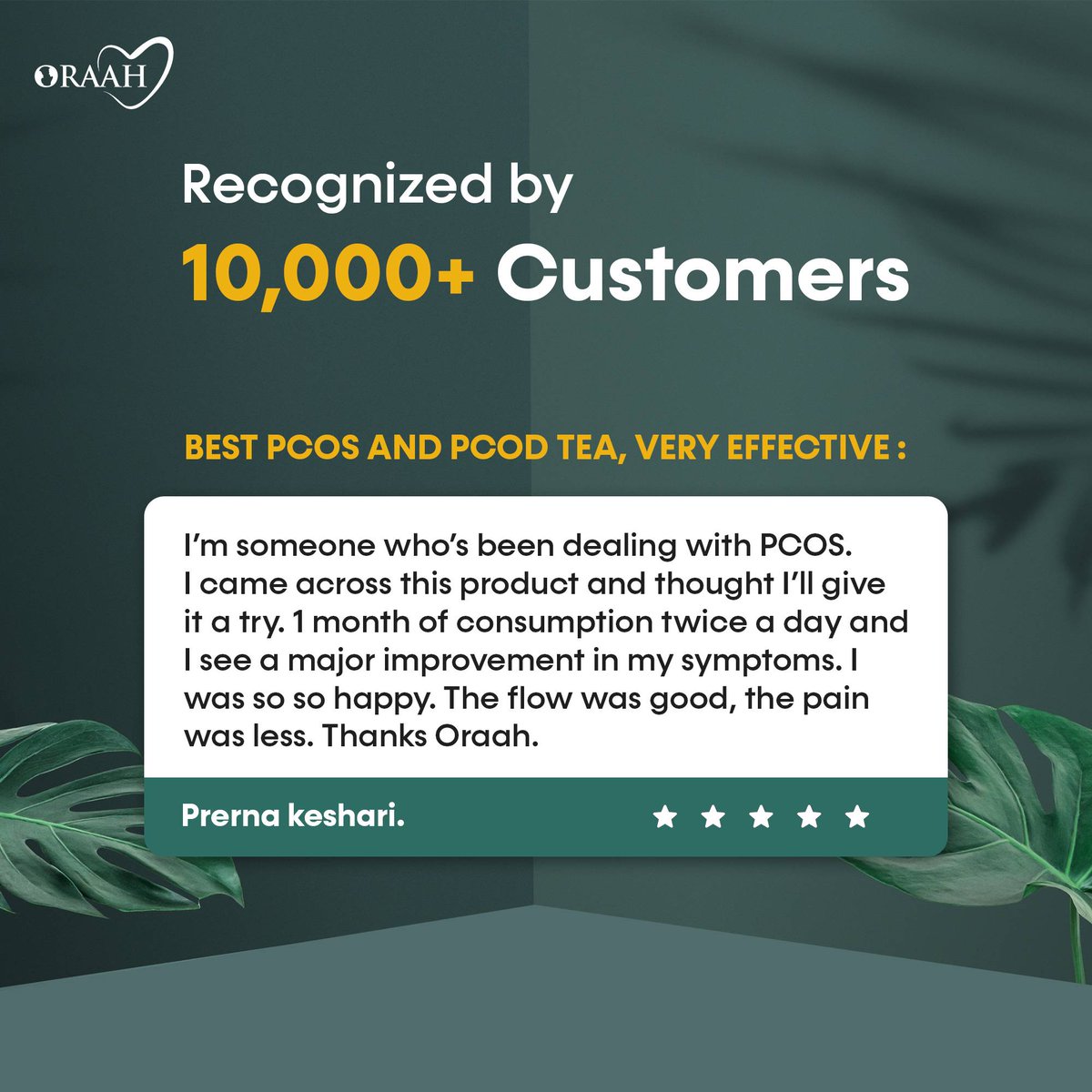 Reviews like these make our day!☺
Thank you Prerna keshari for your review🤗

Want to ask us anything? Drop your queries in the comments below 👇

#review #healthcare #love #health #oraah #ReviewPost #positivereview #reviewtime #pcos #pcodtea #pcod #irregularperiods #cramppain