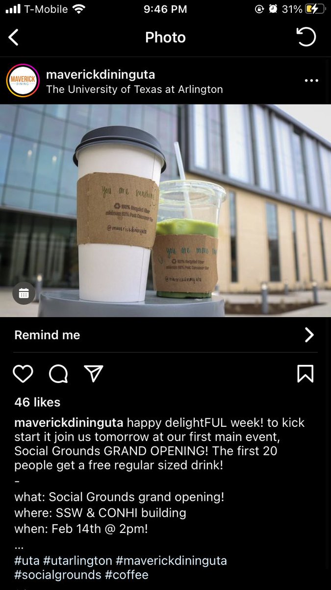 Tomorrow at 2pm be among the first 20 people to get #free coffee….

Excuse us #UTA, we pay too much money for y’all to be this cheap about coffee smh