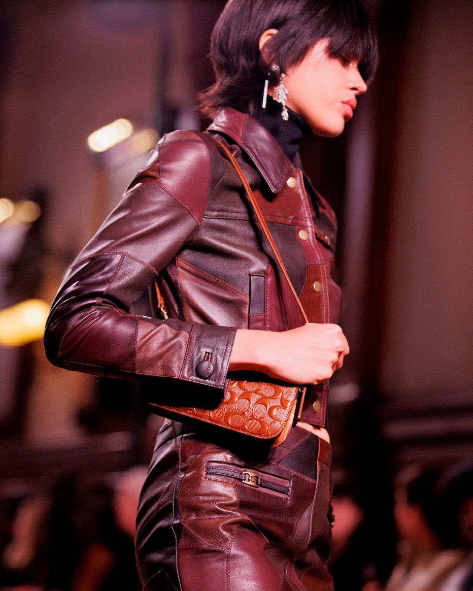 Coach's tweet photo. Circularity 🤝 Coach. This season’s #CoachReLoved styles include jackets made with scrap materials. #CoachFall23 #NYFW #CoachNY https://t.co/DWEiDuh9Vn