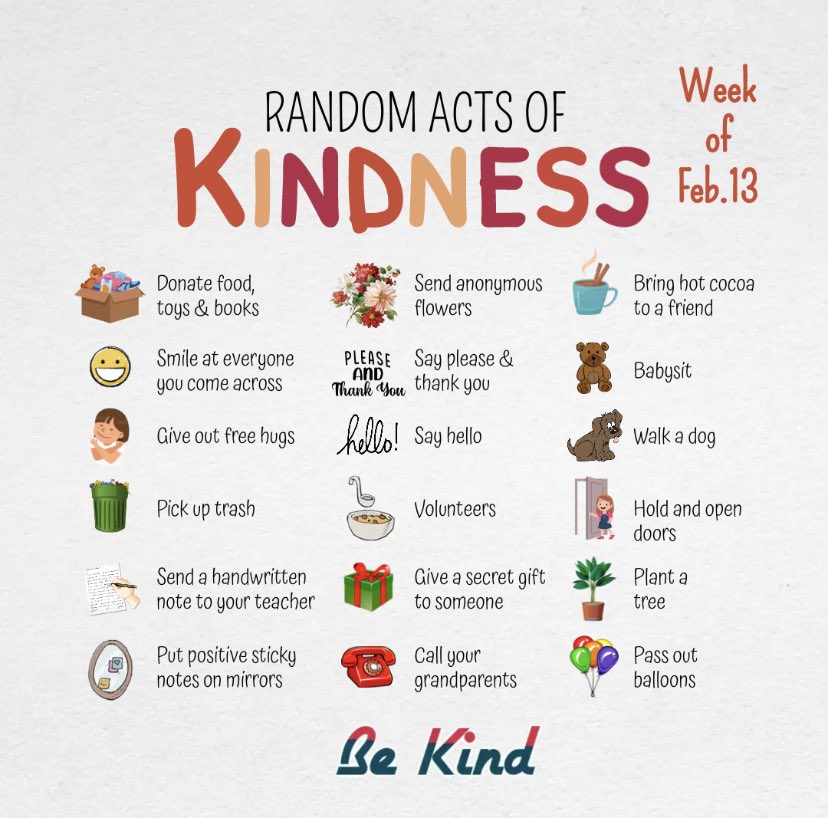 CounselorTHamp's tweet photo. Random Acts of Kindness Week! Be kind. @shadowbriares @HISD_ACC https://t.co/0xqlvy78Oj