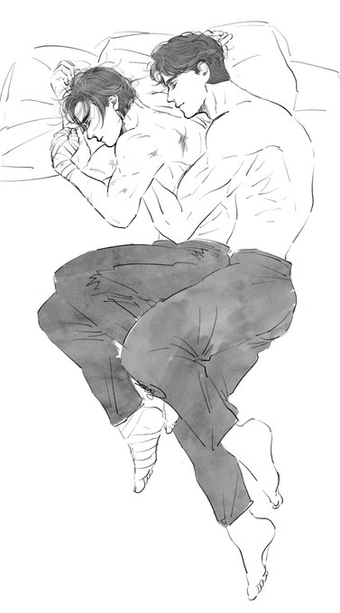Spoonしてるイマジナリークラブル。ビッグスプーンなクラークに抱えられてぬくぬく寝て欲しい。 #superbat 