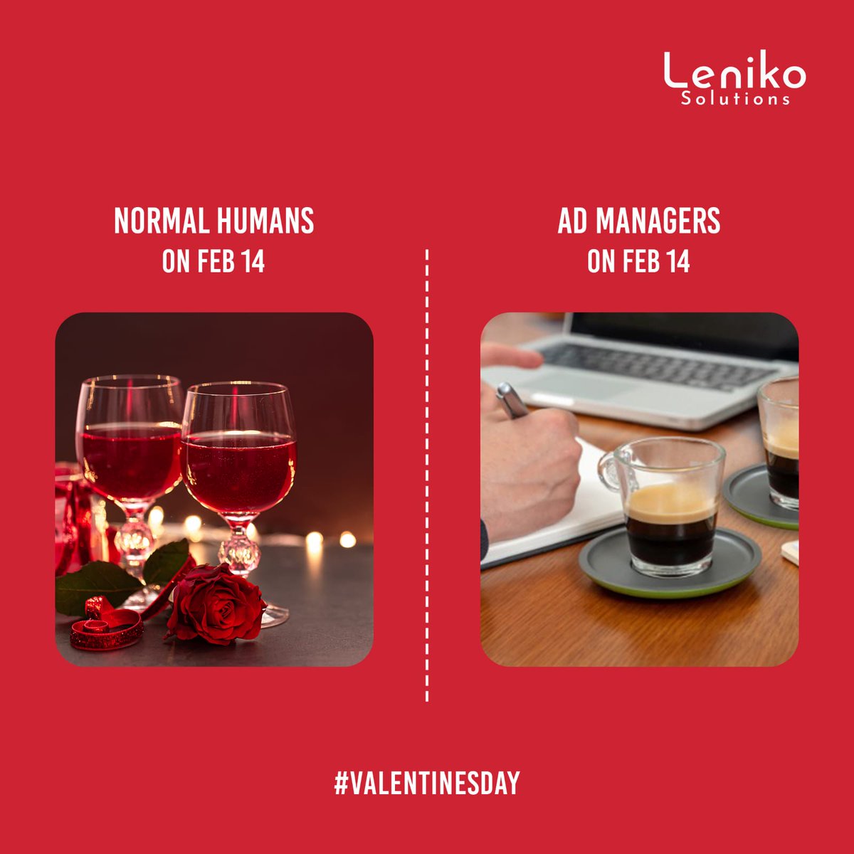 LenikoSolutions's tweet photo. Valentine's Day hits you hard when you are in Digital Marketing. 

Anyhow, Happy Valentine's Day folks!!

#valentinesday #lenikosolutions #love #valentinesdayspecial #valentinesday2023 #leniko #branding #happyvalentinesday #digitalmarketing #marketing https://t.co/Si9XjtunPy