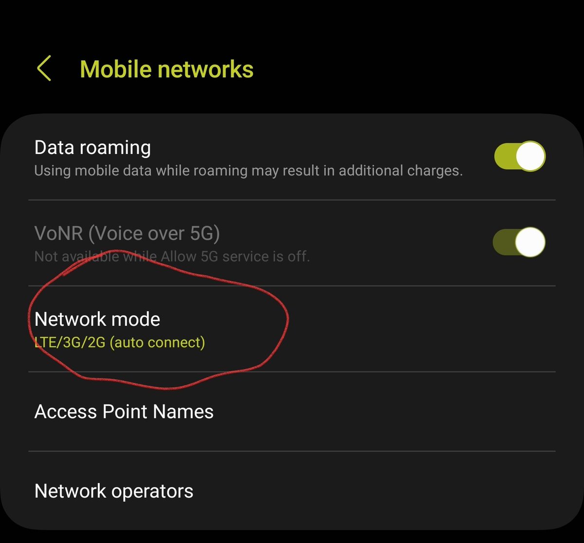 charlieboy808's tweet photo. For all of you having @TMobile problems, here's an Android fix ish... Go to your Settings > Connections > Mobile networks > Network mode and switch it to LTE. Reboot your phone and it should connect to the network for now. #TMobile #down https://t.co/8BTQJgK4sd