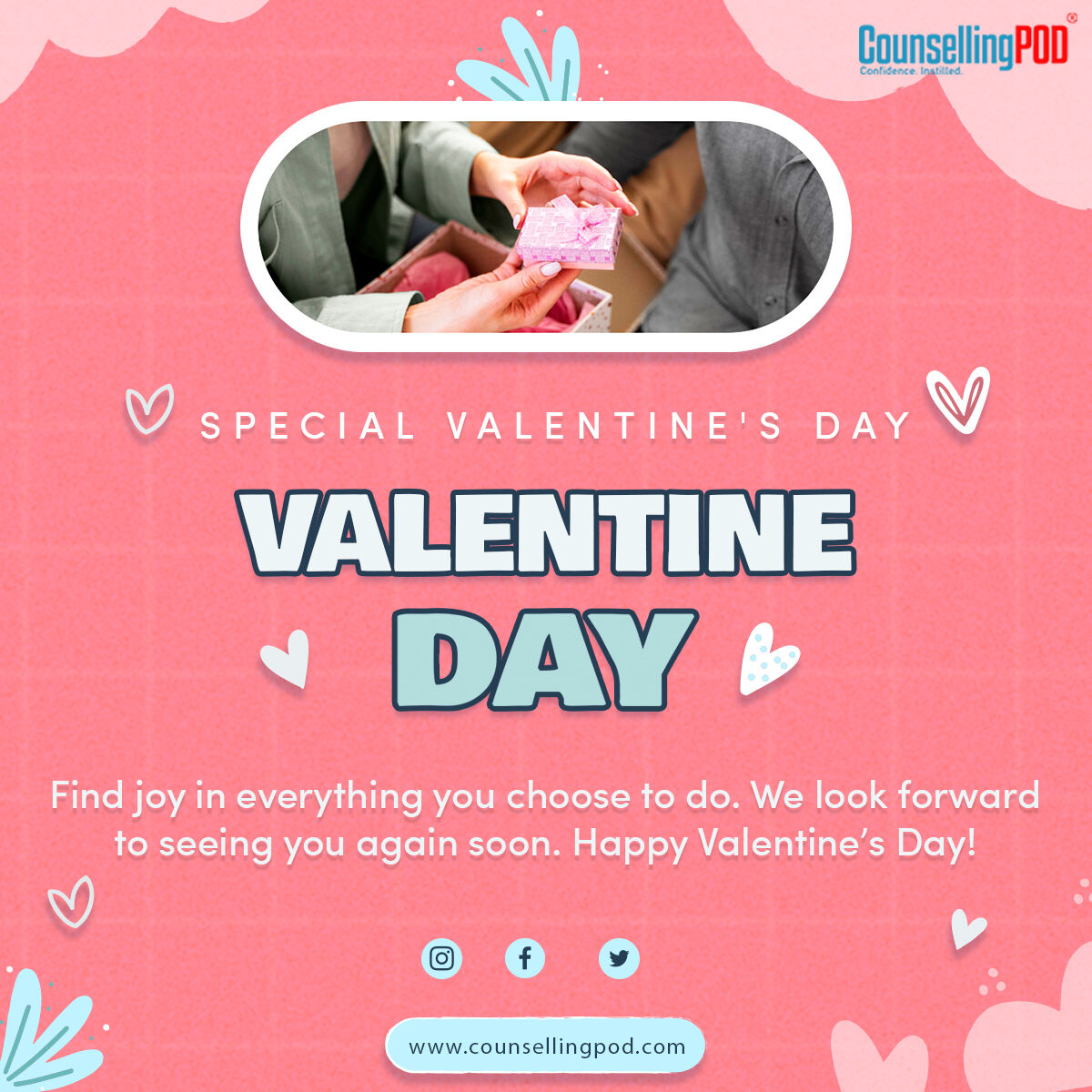 CounsellingPOD's tweet photo. Happy Valentine’s Day!

How are you celebrating this valentine’s day? Let us know in the comment section below! For more, follow @counsellingpod 💗

#valentineday #happyvalentineday #counselling #counsellingpod #counselingservices https://t.co/2YwqwWVnOl